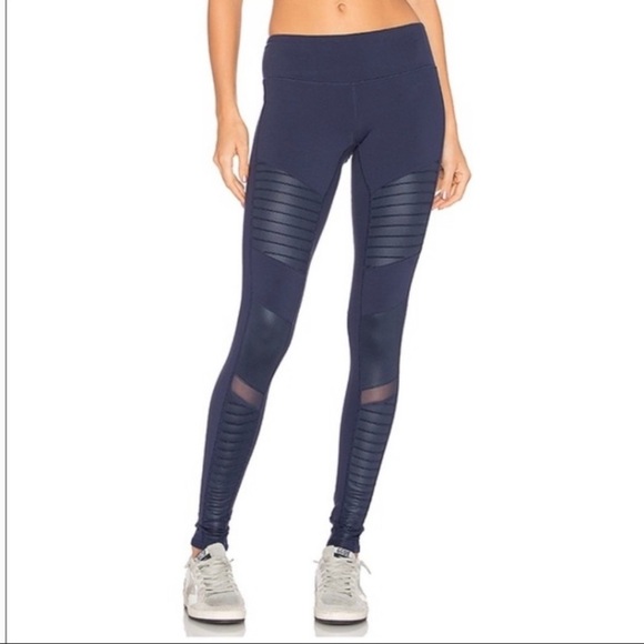 ALO Yoga Moto Leggings, Navy, Size Small - Picture 2 of 12